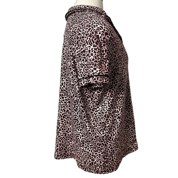 2/$30 Tart Intimates Giraffe Print Short Sleeve Button Down Pajama Sleep Top M - Picture 6 of 9